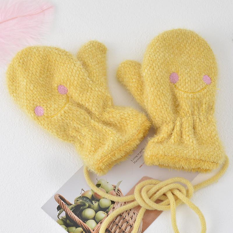 

Childrens Animal Cartoon Frog Hat And Gloves Winter Thermal Set For Kids YellowGloves