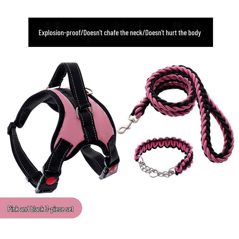 Golden Retriever & Labrador Medium-Large Dog Harness-Leash with Thick, Eight-Strand, Explosion-Proof Rope