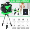 3D Self Leveling Rotary Laser Level Green 12 Lines Cross Line Laser Measure Tool New