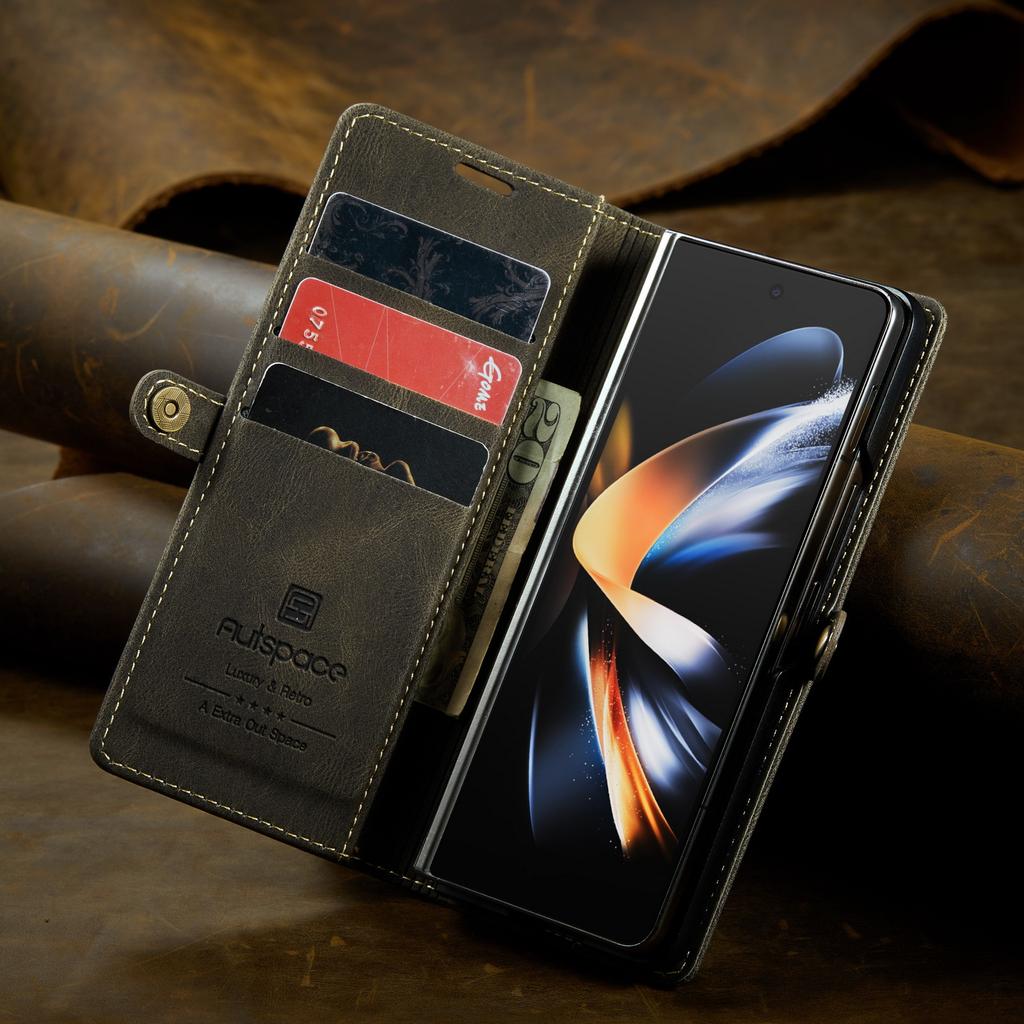 Suitable for Samsung Z Fold7 Business Phone Case, Galaxy Z Fold5 Anti-drop Flip Cover with Card Slot Phone Leather Case