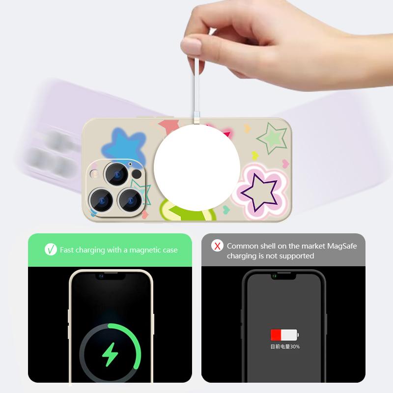 Blended Colorful Stars Pattern Case For iPhone 17 Pro Max Magnetic For Magsafe Silicone Cover For iPhone 16 Pro Max Funda iPhone 15 14 13 12 11 16E