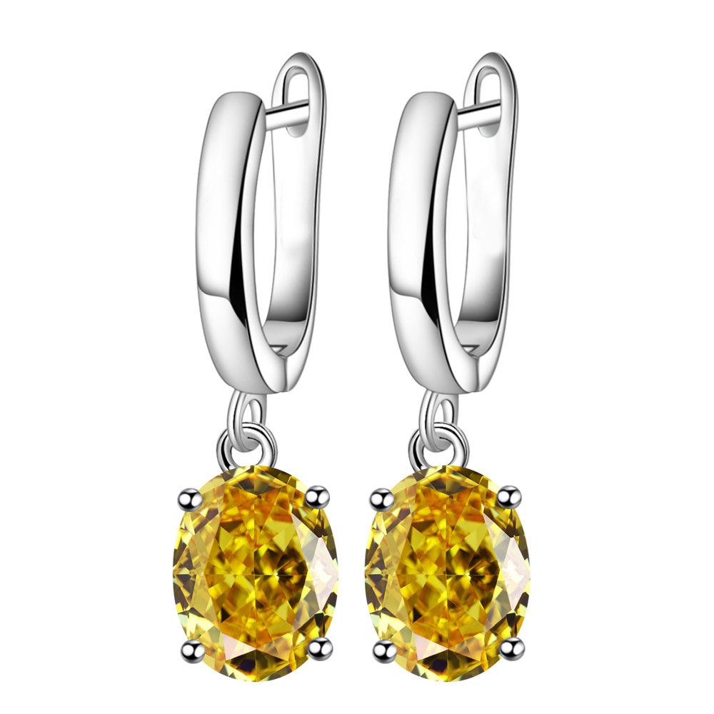 Ebay Oval Zircon Set Women'S Versatile Egg Shaped Colored Imitation Gemstone Ring Crystal Pendant Necklace