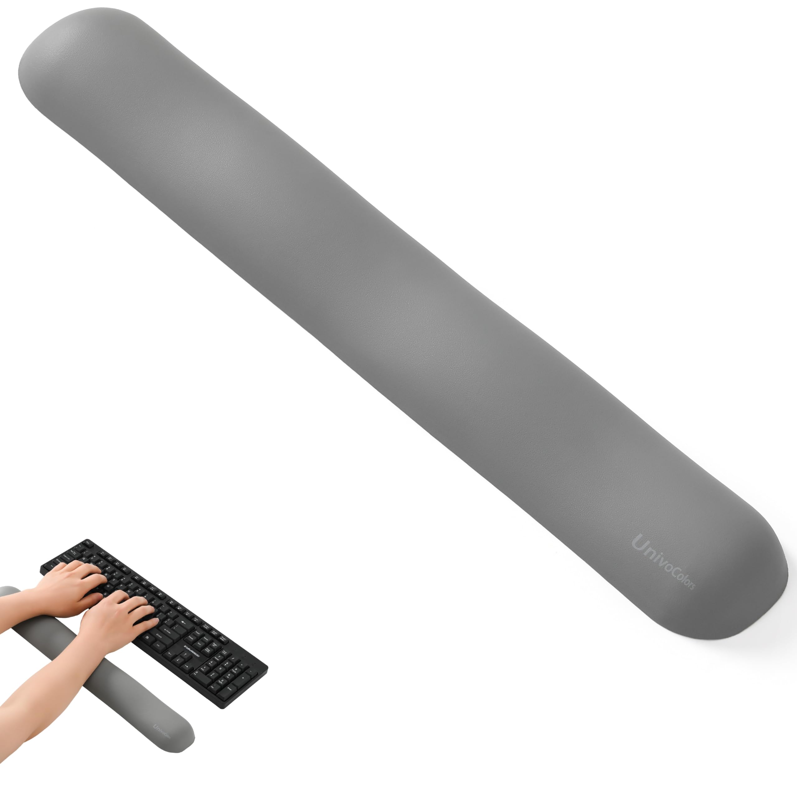 

UnivoColors Ergonomic Memory Foam Keyboard Wrist Reduces Fits Laptops and Features Memory Foam Premium PU Pressure Relieves Wrist and a Bottom Rest,