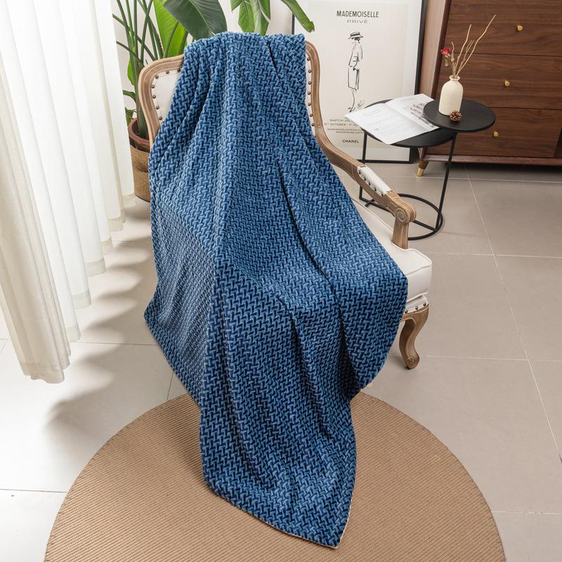 Jacquard Cationic Flannel Double-Layer Air Conditioning Nap Blanket