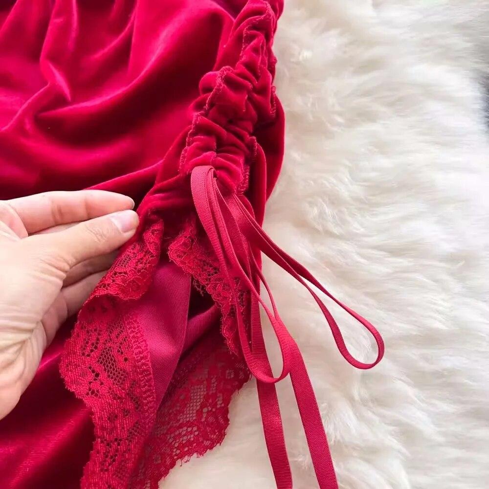 Sexy Irregular V-Neck Sexy Night Dress Women Lingerie Underwear Split Camis Backless Clothes Female Fashion Nightwear Sxuality Erotic Pajamas 2024