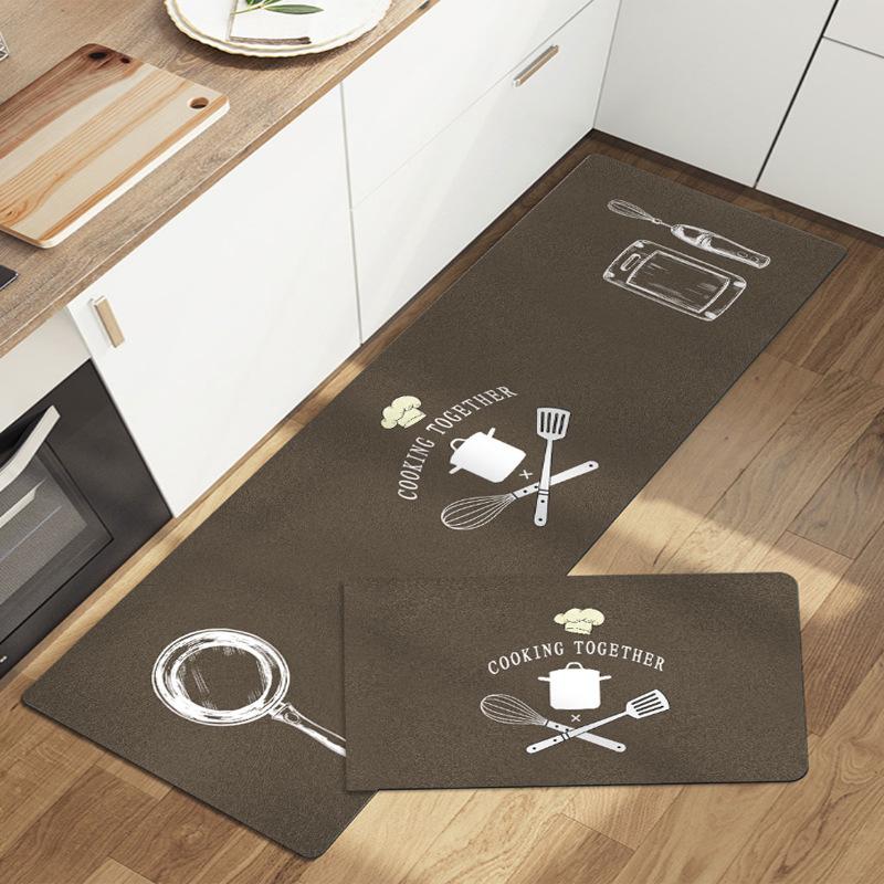 Kitchen Floor Mat Leather Washable and Scrubable Carpet Floor Mat Pattern