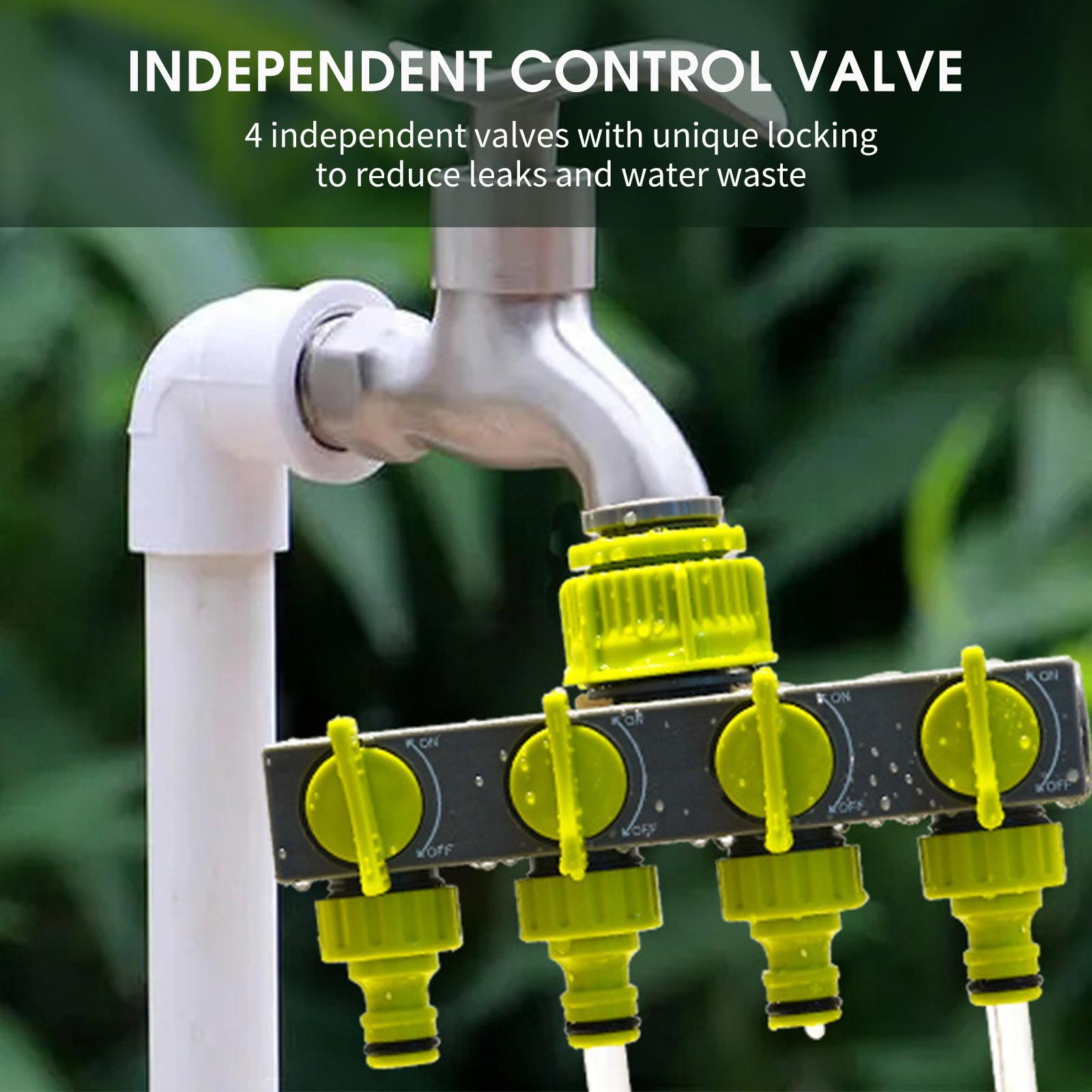 

4 Way Garden Hose Splitters Faucet Diverter Tap Hose Connector Hose Pipe Splitter Water Distributor with 4 Individual