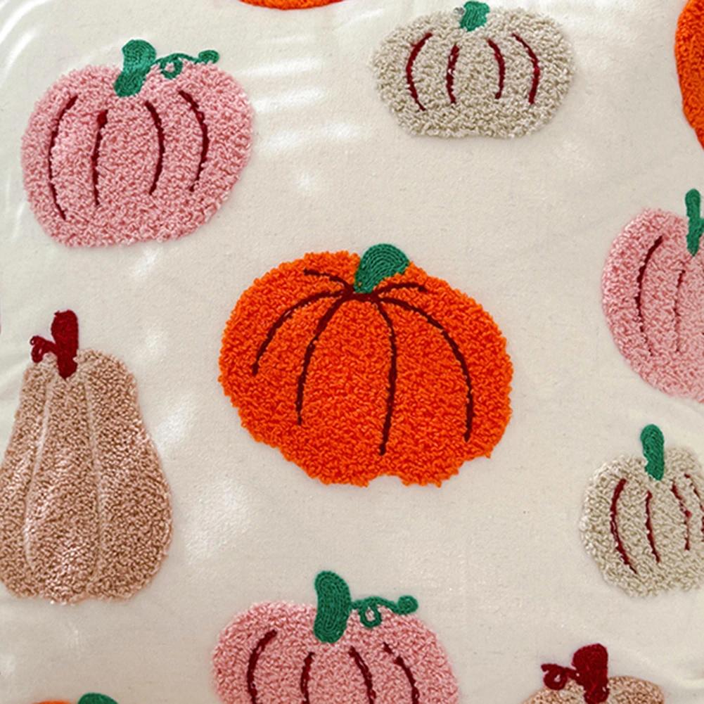 2PCS Embroidered Pillowcase 45x45cm Ghost Pumpkin Throw Cushion Covers Halloween Decor Throw Pillow Covers for Sofa Bed Couch