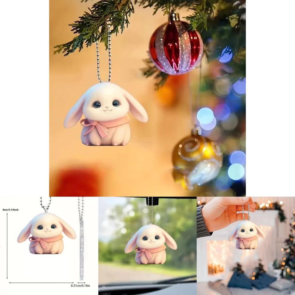 Delightful Cartoon Bunny Acrylic Ornament For Car Interior Scarf And Key Holder