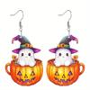 Ghost Halloween Themed Pumpkin Pot Pattern Women Acrylic Earrings Festival For
