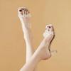 Transparent strap high-heeled sandals female 2025 summer medium heel crystal thick heel temperament cool slippers princess shoes fairy sandals