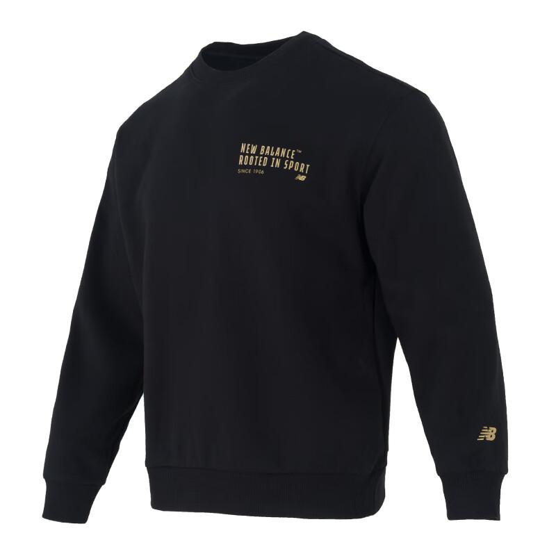New Balance Sweatshirts Men s Black Crew Neck Moderate Regular AMT54321-BK L