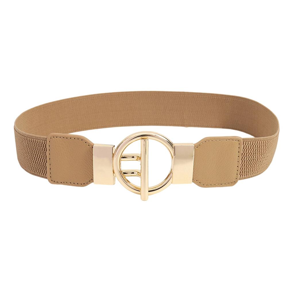 Women Stretch Waist Belt Fashionable Elastic Metal Buckle Adjustable Cincher For Dresses Casual Outfit Party Office Wear