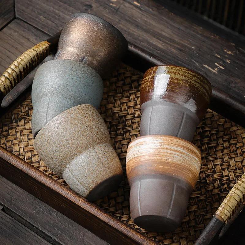 Japanese Style Coarse Ceramic Espresso Cup Retro Ceramic Kung Fu Tea Cup Office and Home Water Cup