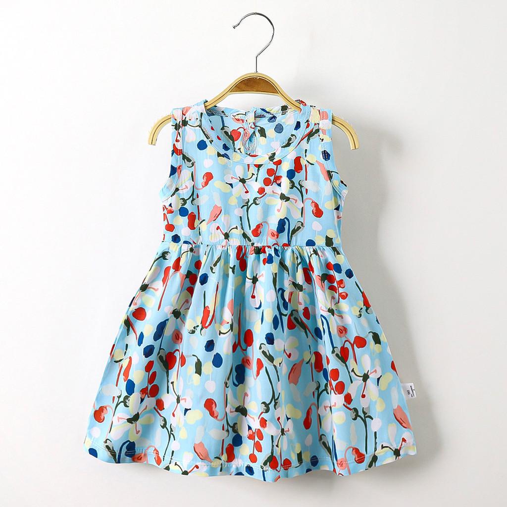 Princess Girl Summer Dress With Cotton Silk Fabric Cute Dot Print For Toddler Kids