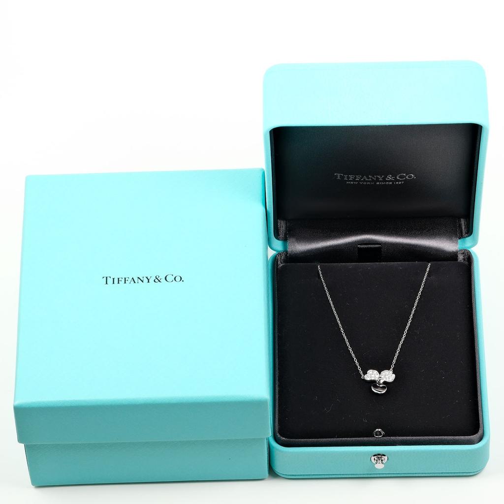 TIFFANY&Co. Paper flower Necklace Pt950Platinum/diamond 3.56g Women Used