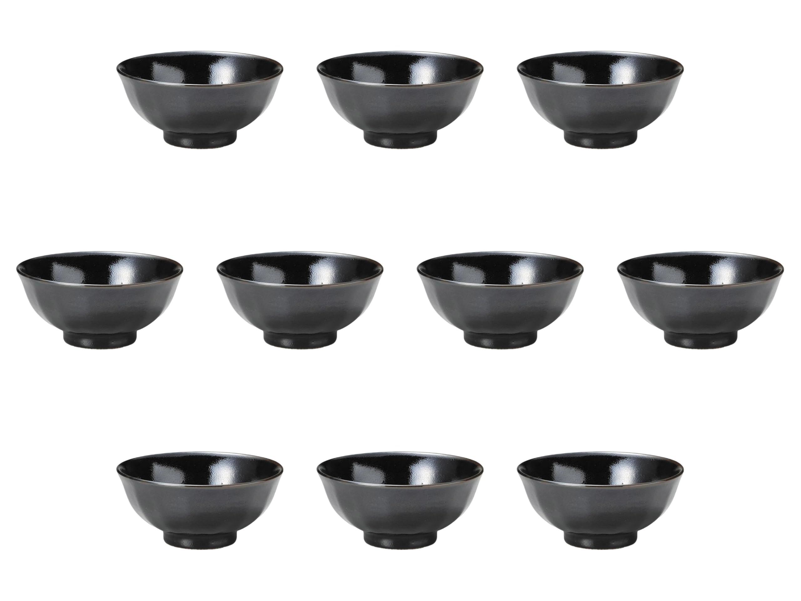 

Set of 10 Yuzu Tenmoku Ochazuke Rice Bowls x Rice Bowl Setomonohonpo [13.8 6.2 cm]
