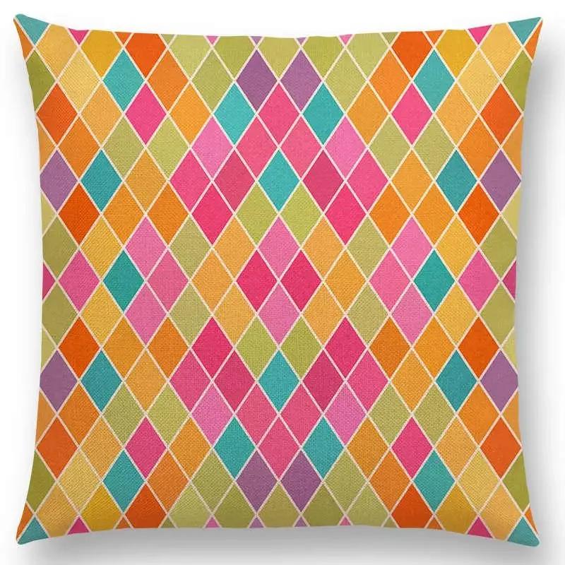 Kolorowe Kwiaty Liście Kropki Poszewka na Poduszkę na Sofę Gwiazdy Fale Wzór Geometryczny Pastelowe Trójkąty Diament Tęcza Poszewka na Poduszkę