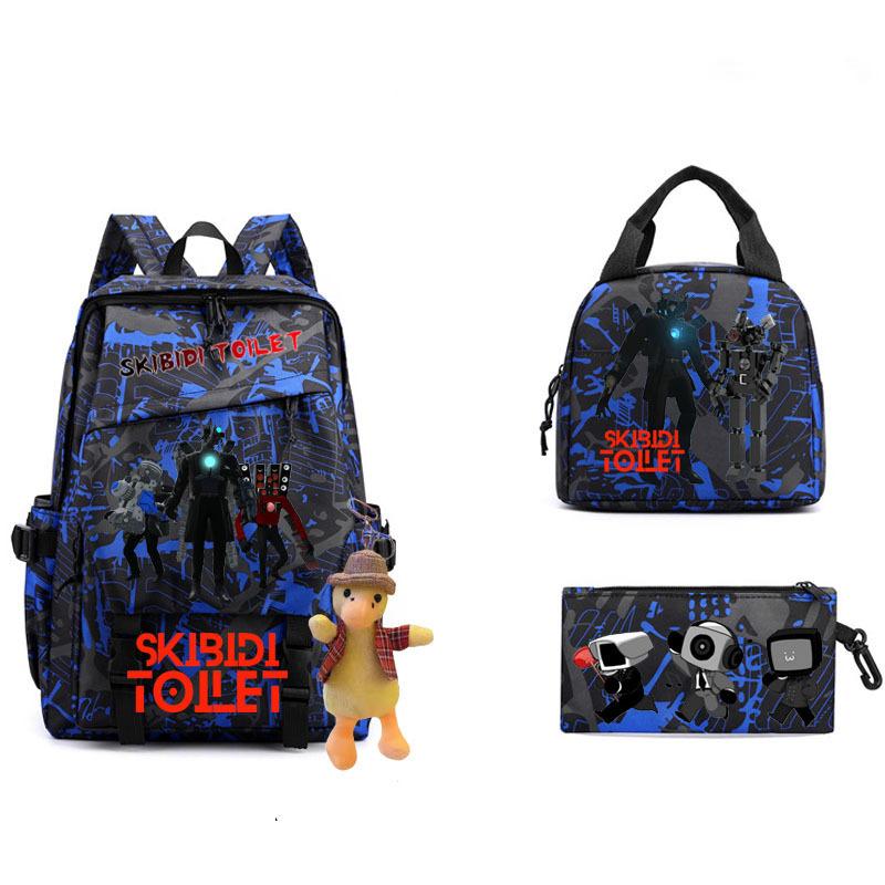 New Skibidi Toilet Man Spoof School Bag Elementary School Backpack Satchel Pencil Case