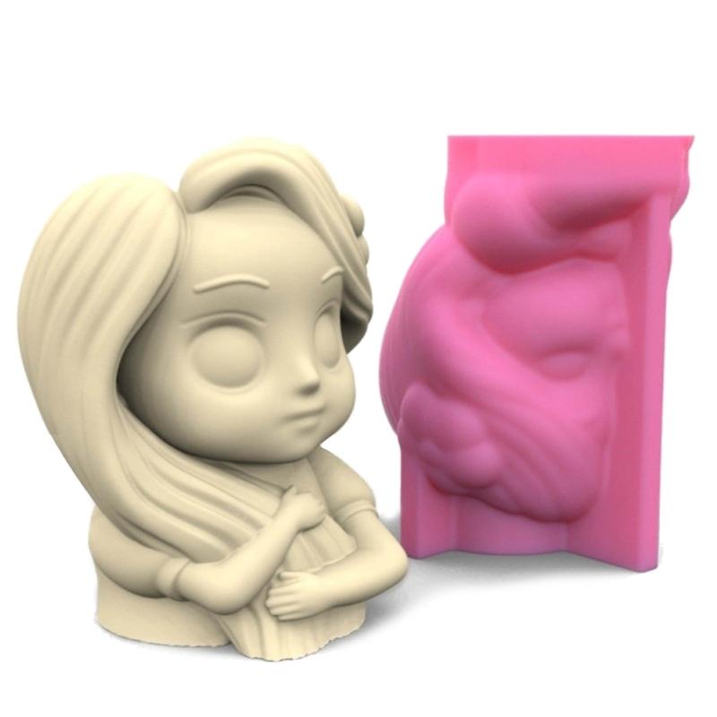 Little Girl Shaped Planter Mold Flowerpots Molds Silicone Concrete Mould Hand-Making Supplies for DIY Flowerpot Crafting