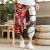 Men's Loose Linen Beach Pants, Wide-Leg 7-Point Harem, Casual Thai-Style Cotton Blend