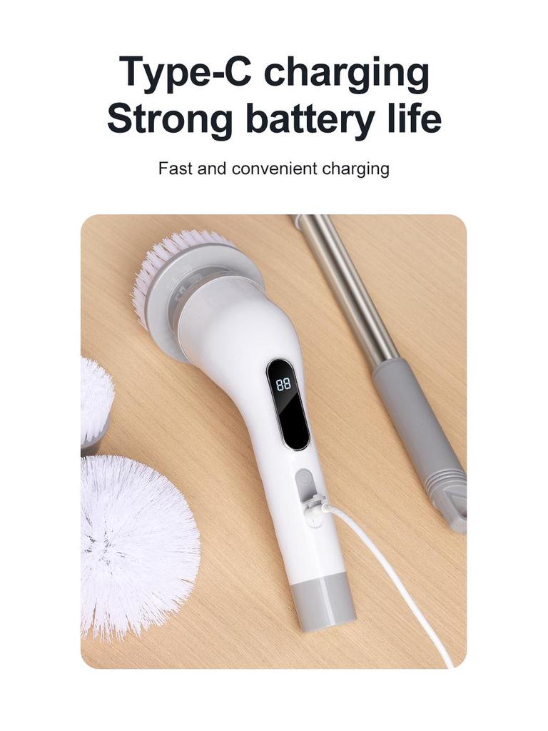 Multifunctional Electric Cleaning Brush with Long Telescopic Handle for Kitchen and Bathroom