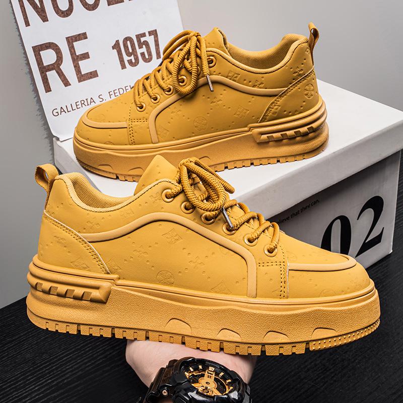

Мужские кроссовки на платформе с тиснением, массивной подошвой, на шнуровке, повседневная обувь для ежедневной носки 39 жёлтый