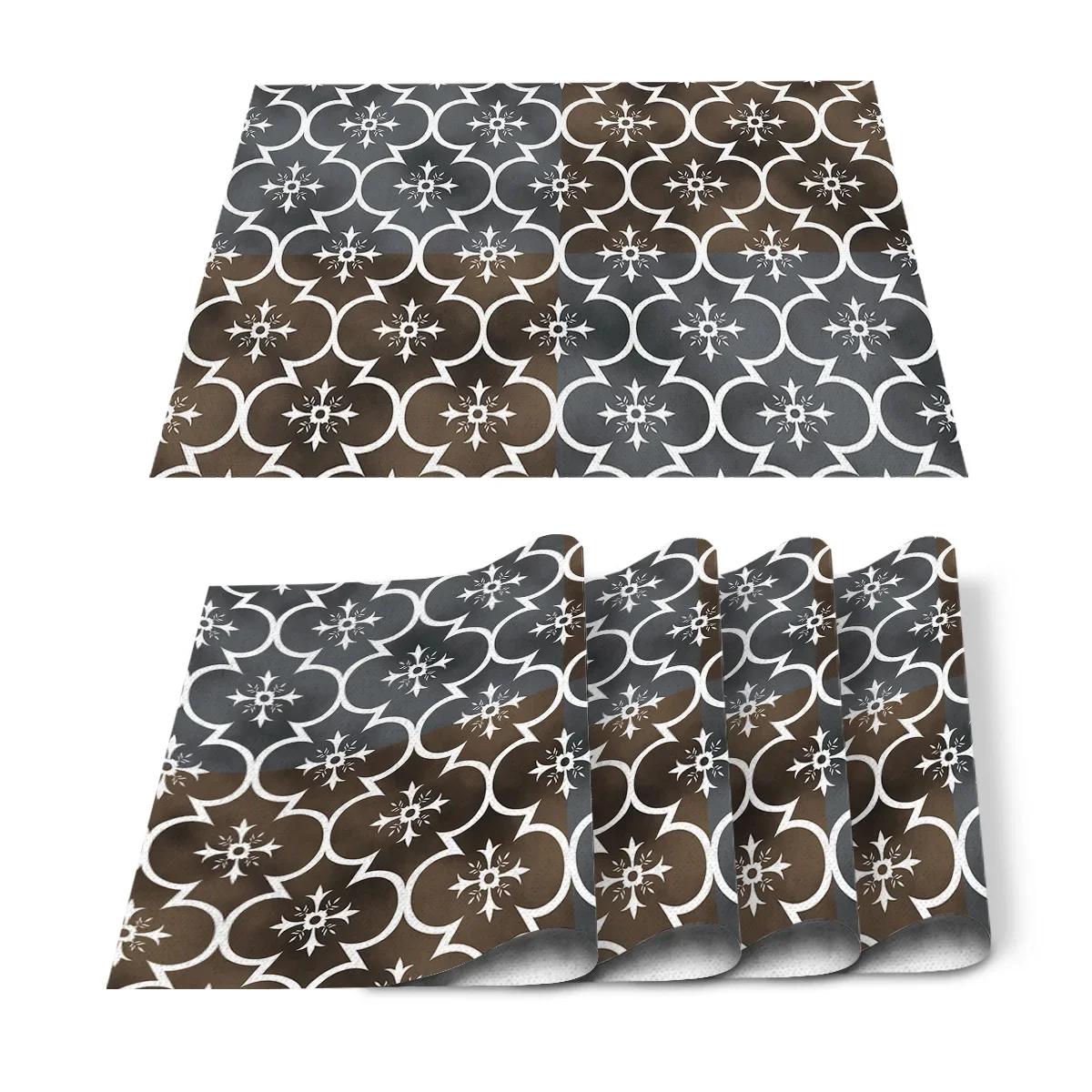 

Moroccan Geometric Printed Placemats Set for Table Runner, Seasonal Kitchen Dining Table Decoration for Indoor Party Home Gifts 2pcs 30x45cm