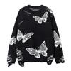 Oversized Loose Knit Sweater With Hollow Out Graffiti Print Warm Faux Mink Wool Blend Unisex Winter Pullover Plus Size