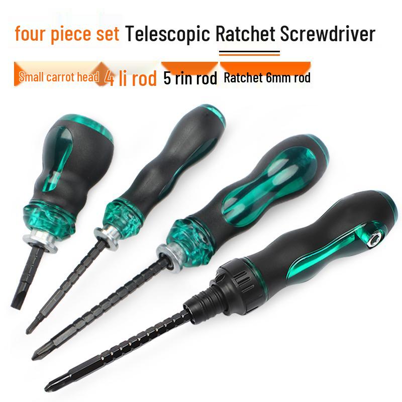 Phillips & Flathead Dual-Use Retractable Ratchet Screwdriver Set with Torx and Double-Headed Design