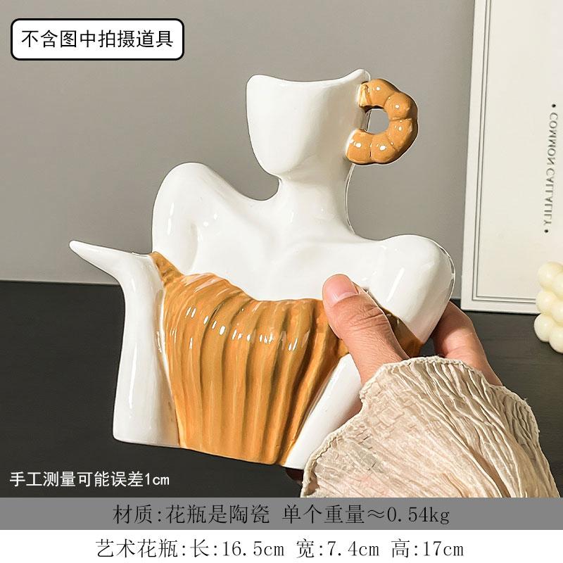 אגרטל קרמיקה בצורת אדם יצירתי פסל אישה אביזרים לסידור פרחים אגרטל פרחים אביזרי קישוט לבית