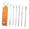 6-Piece Stainless Steel Ear Pick Set Spiral Ear Cleaner Tools with Faux Leather Case Home Ear Care Kit for Home Travel