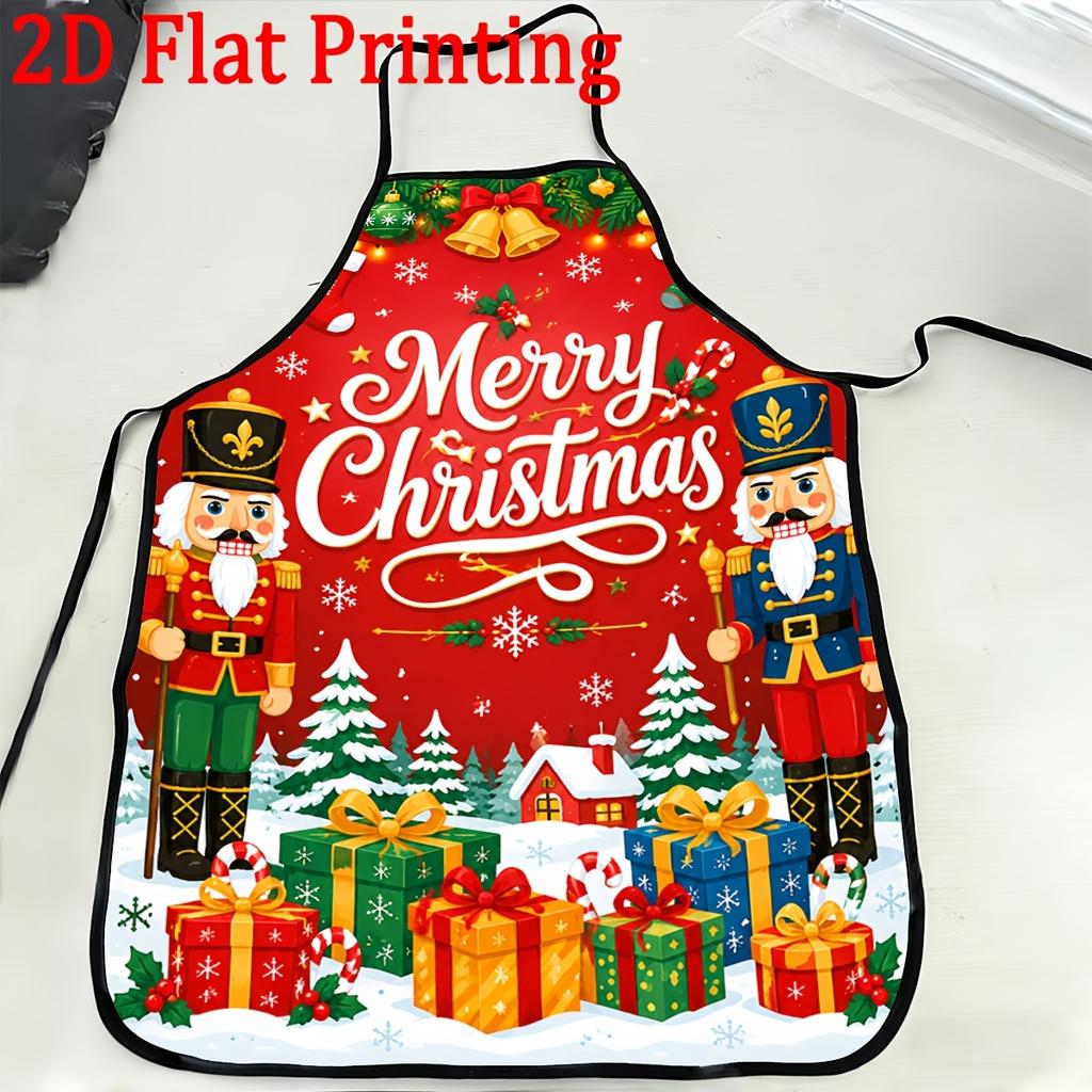 1pc Christmas Gift Nutcracker, Themed Apron, Christmas Style, Reusable, Kitchen Decor, Multi-Purpose, Can Be Used For, Home Kitchen, Living Room, Easy