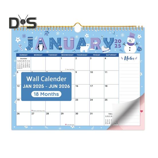 

Настенный календарь 2025 года на 18 месяцев с января 2025 года по июнь 2026 года, подвесной календарь с двойным переплетом для домашнего офиса белый