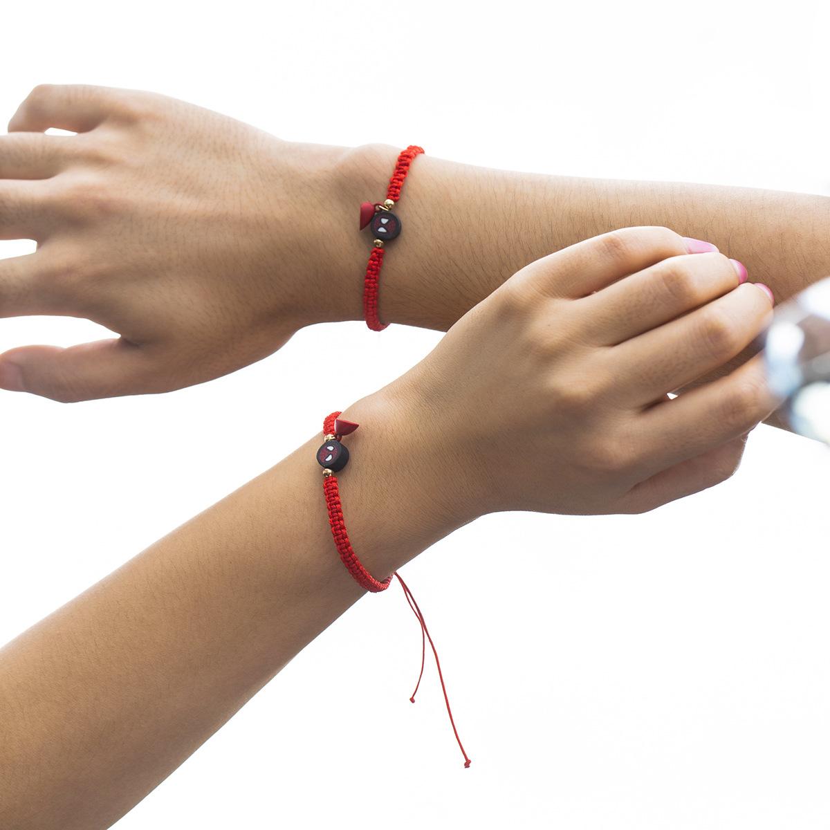 

Аксессуары, нишевые регулируемые украшения из красной веревки, простой магнитный браслет для пары в виде сердца и паука