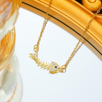 Collana con Ciondolo a Lisca di Pesce per Donna Semplice e Versatile Catena per Clavicola Nuovo Stile Trendy