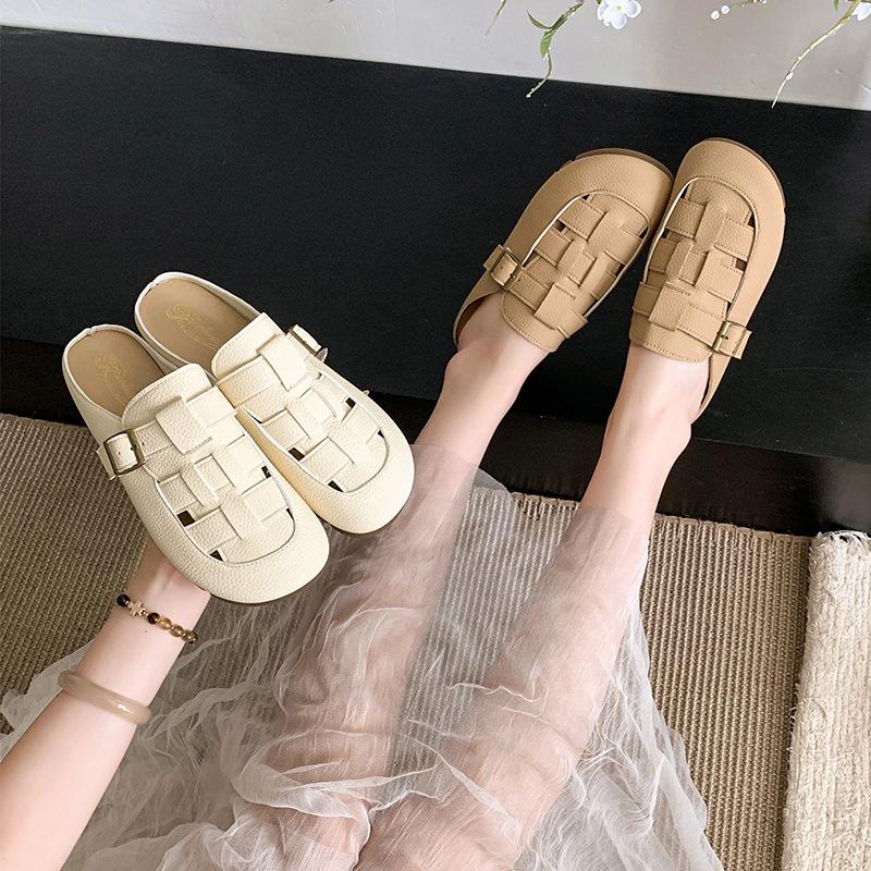 Half Slippers Lazy One Pedal Cool Slippers Summer 2025 New Hollow Bag Head Slippers Women Wear Cool Slippers