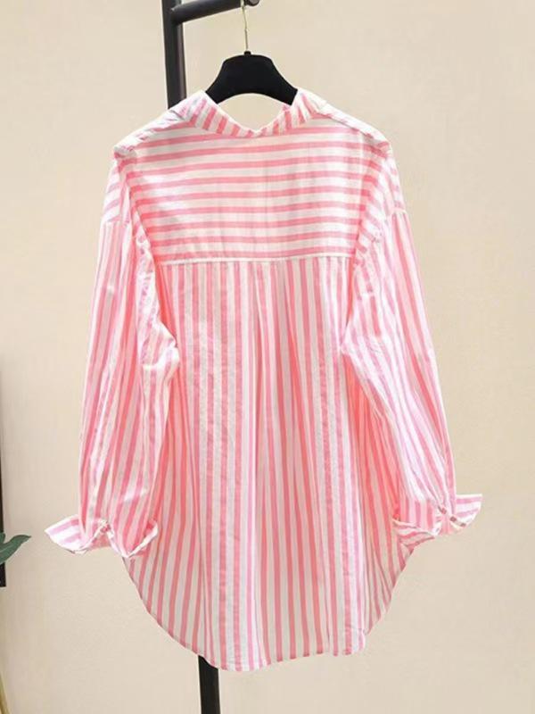 Women's Retro Striped Lightweight Long-Sleeve Cardigan - Casual Spring/Autumn Style with Sun Protection