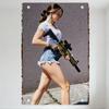 Vintage Military - Style Woman with High Ponytail Metal Tin Sign, Home Decor, Bar, Club, Man Cave, Cafe, Restaurant Decoration