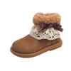 Girls Winter Boots With Bow Trim Faux Suede Side-Zip Ankle Warm Lined Toddlers Kids