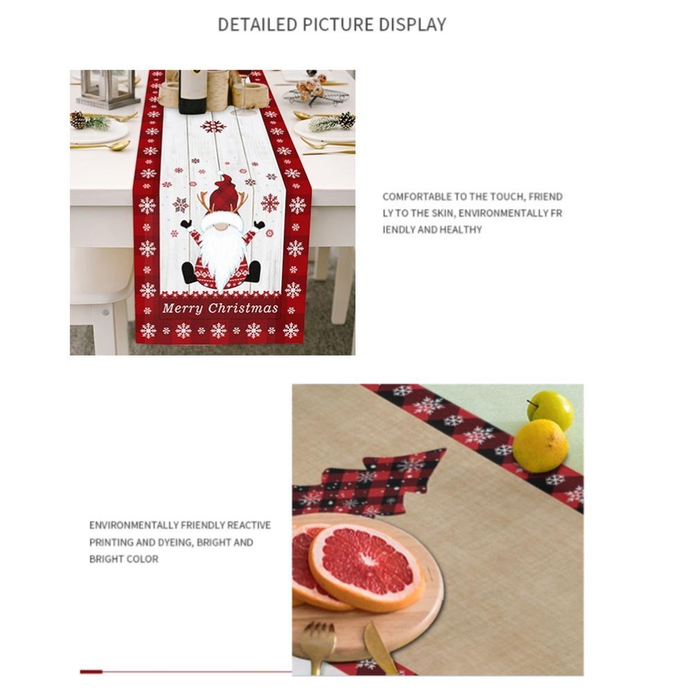 Rectangular Shape Christmas Table Runner Cotton Linen Blend Christmas Tablecloth Winter Season