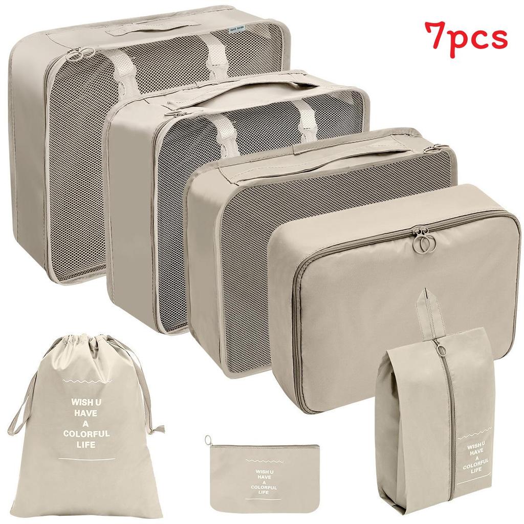 Set Organizzatore da Viaggio Sette Pezzi Impermeabile Cubico Storage per Bagagli per Viaggi di Piacere