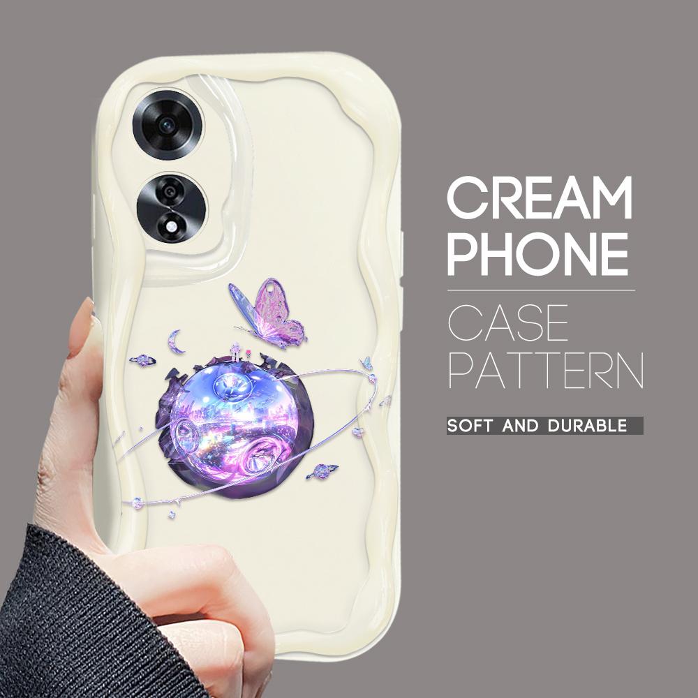 Pro OPPO A17 A18 A38 A58 A98 Reno7 Z 8Z 8T 11F 11 Pro Realme 12 Lite 12 Pro C30 Krásný Planetově Fialový Motýl Měkký Silikonový Kryt na Telefon