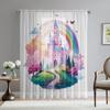 2 Bucăți HD Digital Roz Prințesă Curcubeu Castel Imprimat Valanță Fereastră Stil Decorare Casă Decorațiune Cameră de Zi Dormitor Bară