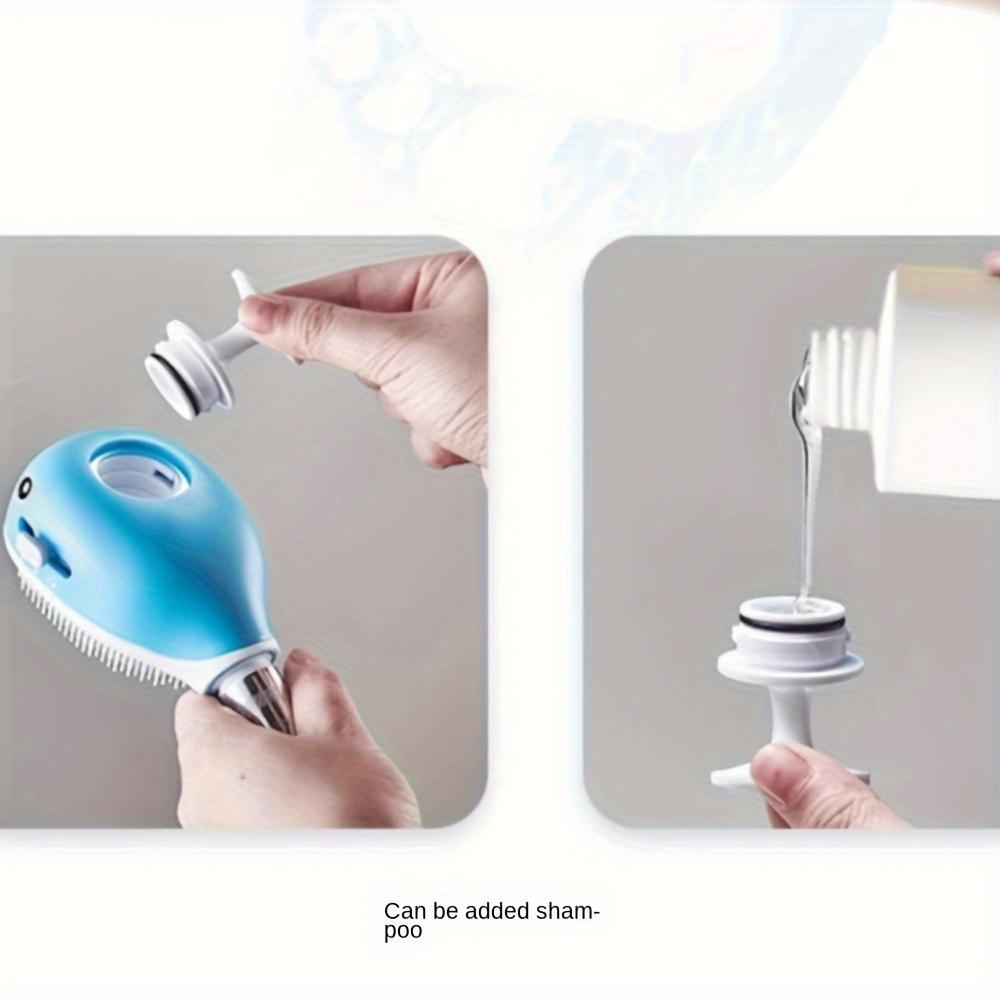1 Set Cute Whale Shaped Showerhead with Soap Dispensing Silicone Brush Ideal for Bathing and Washing Hair, Round Plastic Design with Three Modes,