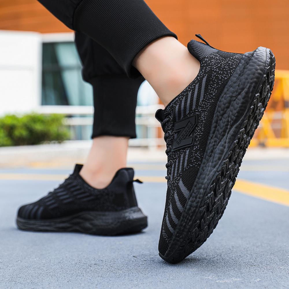 נעלי ספורט טרנדיות לגברים קלות משקל נושמות - סוליה רכה, נעלי ריצה חיצוניות רב-תכליתיות לאביב ולקיץ