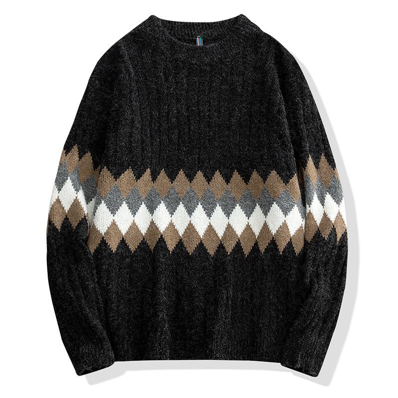 Winter Men 'S Round Neck Thicken Sweater Loose Knitwear Sweater Warm Bottoming Shirt 