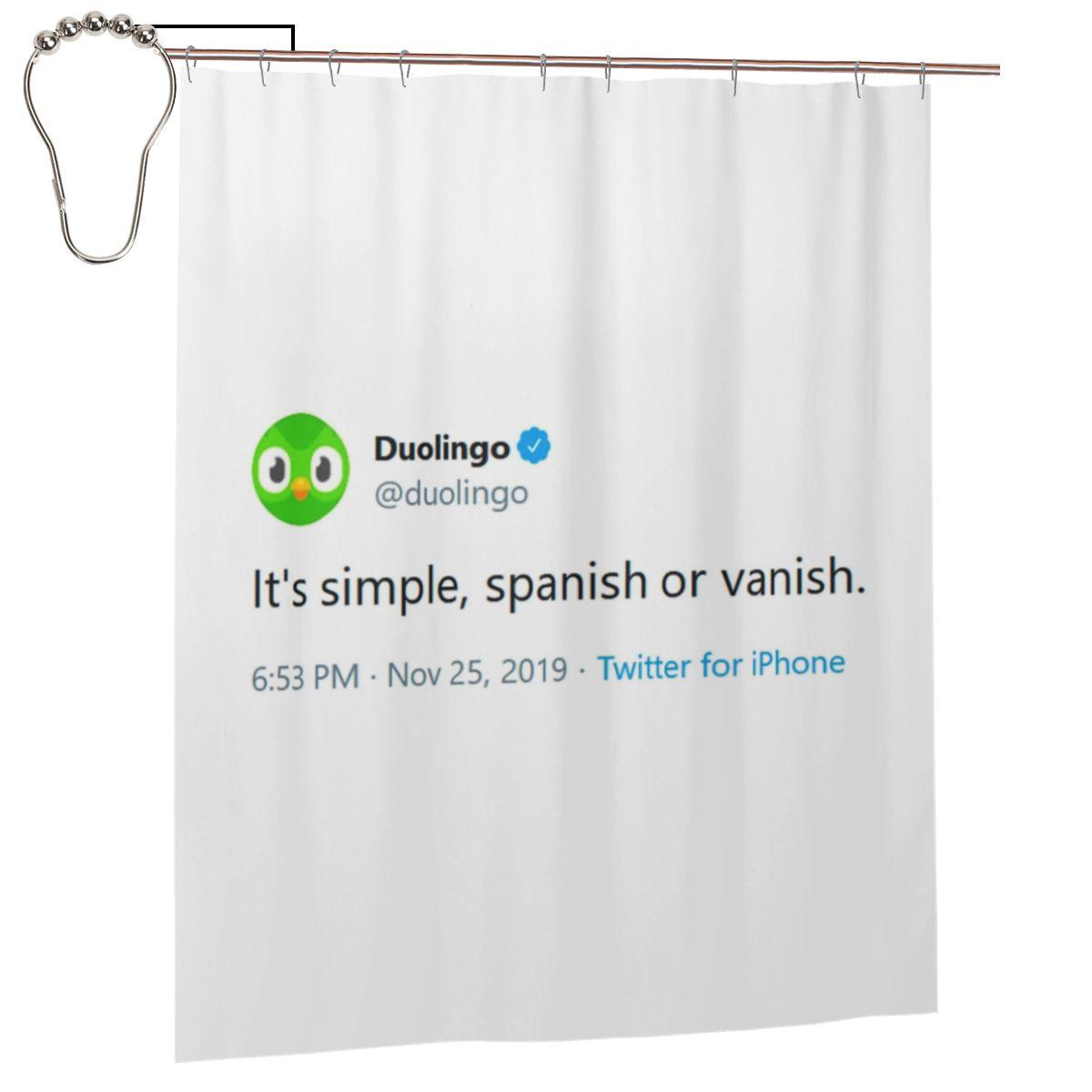 

Evil Duolingo Owl Tweet Meme Shower Curtain Bathroom Polyester Waterproof Bath Curtains With Hooks W60H190(CM)-1 Pcs