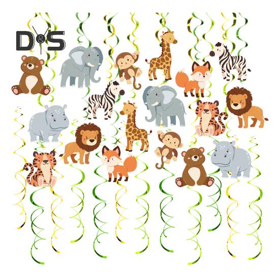 

Мультяшные животные подвесные украшения яркие цветные фольгированные потолочные подвесные завитки потоки баннер для вечеринок декор для вечеринок Sets