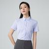 Women's Elastic Non-Iron Blue Striped Short Sleeve Office Shirt